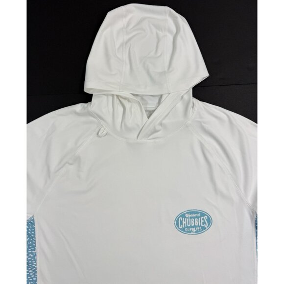 Chubbies Mens Sun Hoodie Size Medium White Graphic Pullover UPF Lightweight - Picture 2 of 13
